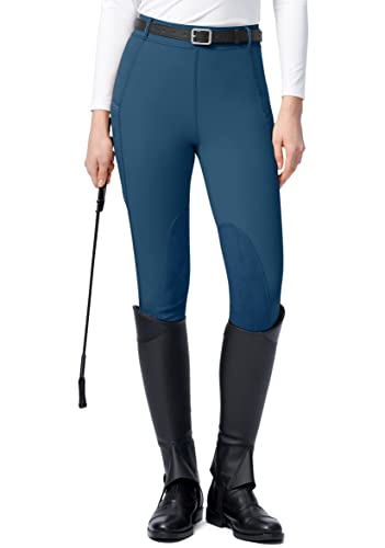 SANTINY Knee-Patch Horse Riding Pants - color: Blue, size: Large