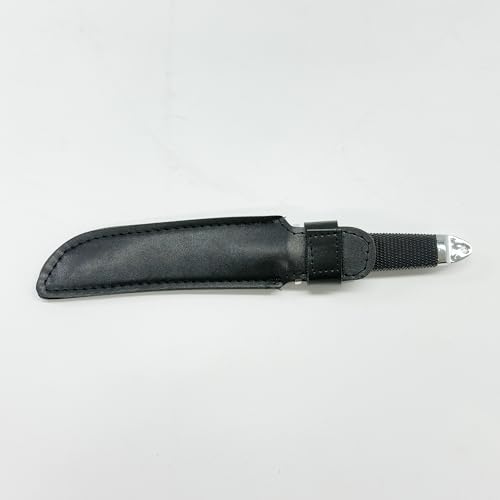 Dragon patterned stainless steel dagger with leather sheath