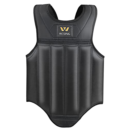 Wesing Martial Arts Muay Thai Boxing Chest Protector MMA Sanda Chest Guard - size: XX-Large, style: Black