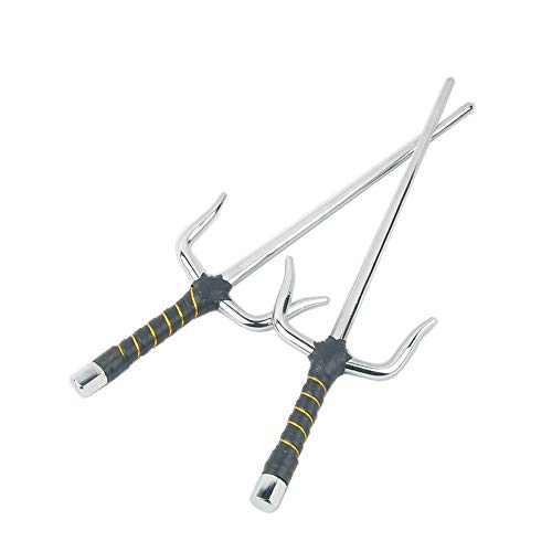 Octagon Metal Martial Arts Sai Multi Size（Black and Silver） - color: Silver, size: 21"