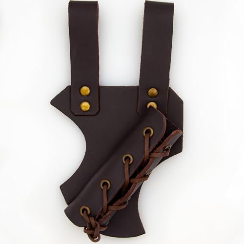 Armory Replicas™ - Genuine Bovine Leather Hawk Wood Sword Frog - Medieval Inspired Adjustable LARP Sabre Rapier Sword Weapon Frog Holster Holder Accessory - color: Brown, style: Left