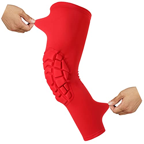 SZKANI Knee Pads Compression Leg Sleeve Knee Sleeve for All Sports Wrestling Protector Gear, 1 Pair of Knee Paded - color: Red_2 Pack, size: X-Small