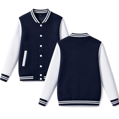 babyhealthy Men's Women's Varsity Baseball Jacket Casual Letterman Bomber Jacket Windbreaker Lightweight Jacket Coat - color: 003 Blue, size: X-Small