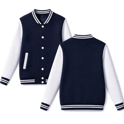 babyhealthy Men's Women's Varsity Baseball Jacket Casual Letterman Bomber Jacket Windbreaker Lightweight Jacket Coat - color: 003 Blue, size: 3X-Large