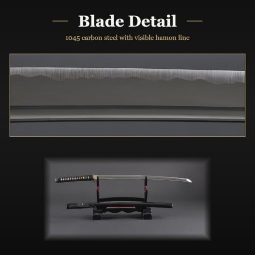 1045 Katana, Hand Forged Full Tang Japanese Sword | Classic Tsuba Series - color: Maple Leaf
