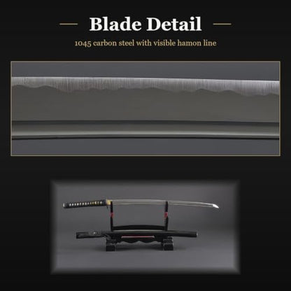 1045 Katana, Hand Forged Full Tang Japanese Sword | Classic Tsuba Series - color: Maple Leaf
