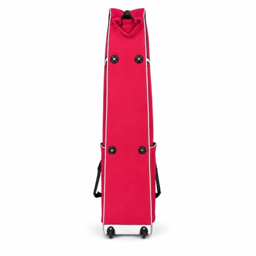 Fencing Bag with Wheels, Rolling Fencing Bag for Foil Epee Saber, Long Sword Carrier for HEMA and Fencing Gear, Side Pocket and Carry Handles - color: Hot Pink