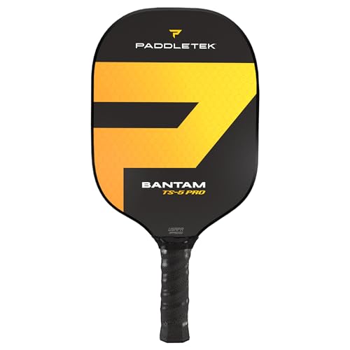 Paddletek Bantam TS-5 Pro Pickleball Paddle | Professional Pickleball Paddles with Honeycomb Core, Textured Fiberglass Epoxy Hybrid Surface, Bantam SRT Core & High Tack Performance Grip - color: HORIZON (Yellow) | Small Grip, size: Standard Weight