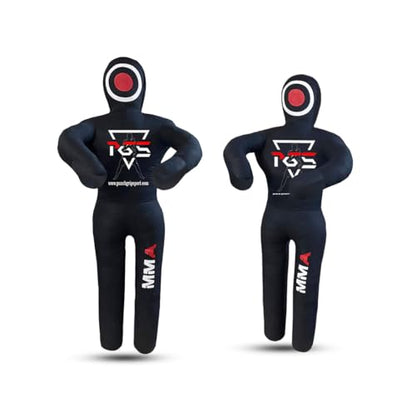 MMA Grappling Dummy Brazilian JIU Jitsu BJJ Punching Bag for Self Defense Wrestling Judo Karate Boxing Throwing Submission Standing Position - UNFILLED - color: Full Black, size: 5FT / 59"