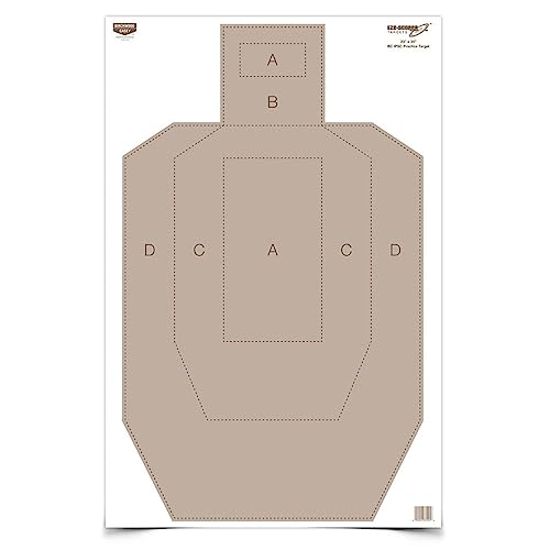 Birchwood Casey 23" x 35" Eze-Scorer IPSC Practice Shoot-Up Brilliant White Paper Targets for Indoor and Outdoor Use