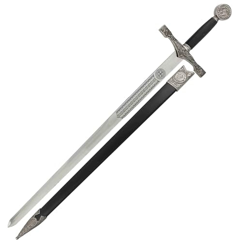 Armory Replicas™ - King Arthur Excalibur Replica Longsword - 29" Stainless Steel Sword with Leather Scabbard