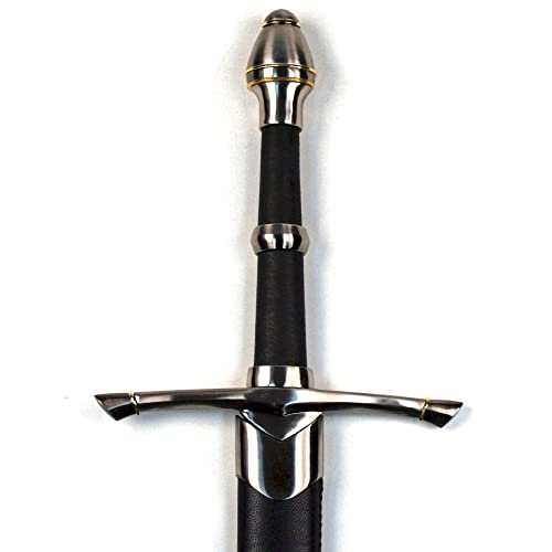 Ace Martial Arts Supply 36" Medieval Knight Arming Sword with Scabbard – Unsharpened Stainless Steel for Cosplay & Display - color: Chivalry Golden Ring