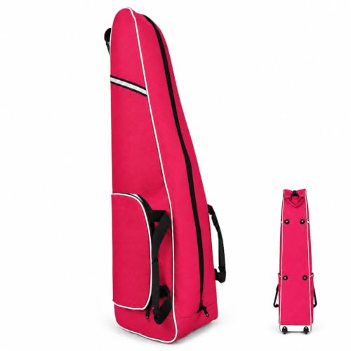 Fencing Bag with Wheels, Rolling Fencing Bag for Foil Epee Saber, Long Sword Carrier for HEMA and Fencing Gear, Side Pocket and Carry Handles - color: Hot Pink