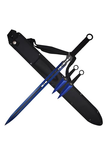 Fantasy Sword & Two Throwing Knives - color: Blue