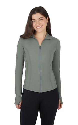 Interlink Ribbed Princess Seam Performance Jacket - color: Classic Mulled Basil Ribbed, size: Small