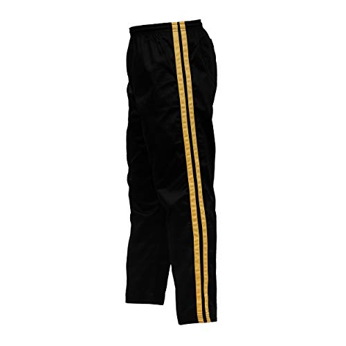Ultimate - Martial Arts Striped Karate Pants Cotton & Polyester Blended - Kids Adults Unisex - color: Gold, size: 00