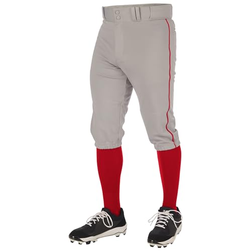 Champro Boys Triple Crown 2.0 Baseball Knickers with Braid - color: Grey, Scarlet, size: Medium