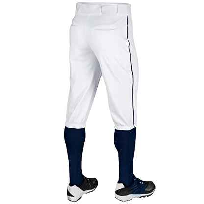 CHAMPRO Boy's Triple Crown Baseball Pant Knickers with Braid - color: White, Navy Pipe, size: X-Small