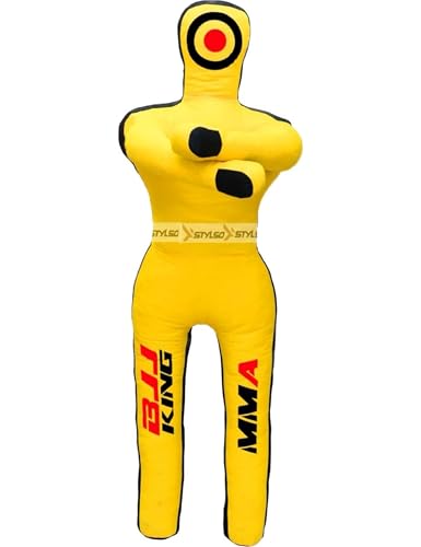 Unfilled Grappling Dummy – Adult Life Size Wrestling & BJJ Training Dummy, MMA Jiu Jitsu Judo Takedown & Throwing Practice, Heavy-Duty Triple-Stitched Canvas Submission Dummy - color: Yellow, size: 5ft / 60"
