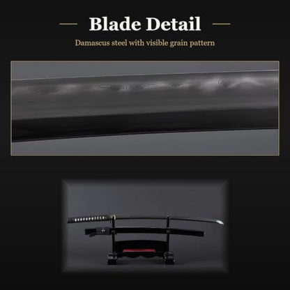 Four Winds Katana, Damascus Steel Hand Forged Full Tang Japanese Sword