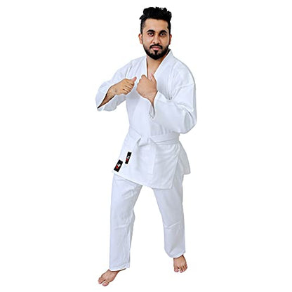 G4 Karate Suit GI Aikido Training Adult Student Uniform Set Free Belt Black White - color: White, size: 00/120cm