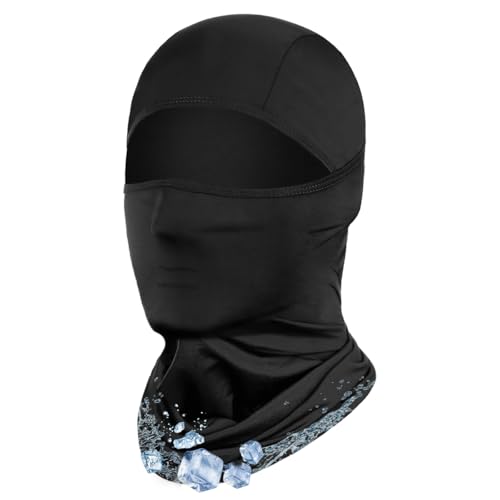 Achiou Ski Mask Balaclava Shiesty, Cooling Ice Silk Motorcycle Face Cover - color: Black