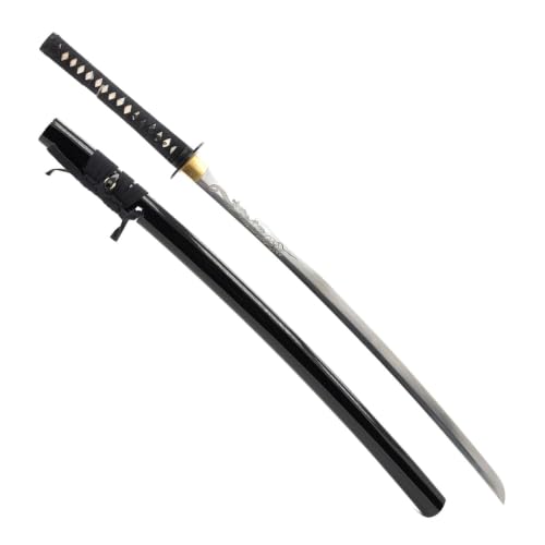 1045 Katana, Hand Forged Full Tang Japanese Sword | Classic Tsuba Series - color: Cloud Scroll 283