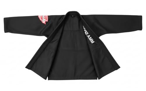 Jiu Jitsu Gi for Kids & Teens – Lightweight Martial Arts Training Suit | 100% Cotton-Poly Blend | Free White Belt - color: Black, size: M-1