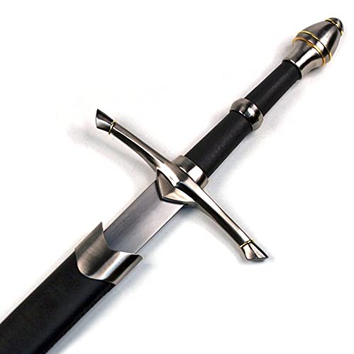 Ace Martial Arts Supply 36" Medieval Knight Arming Sword with Scabbard – Unsharpened Stainless Steel for Cosplay & Display - color: Chivalry Golden Ring