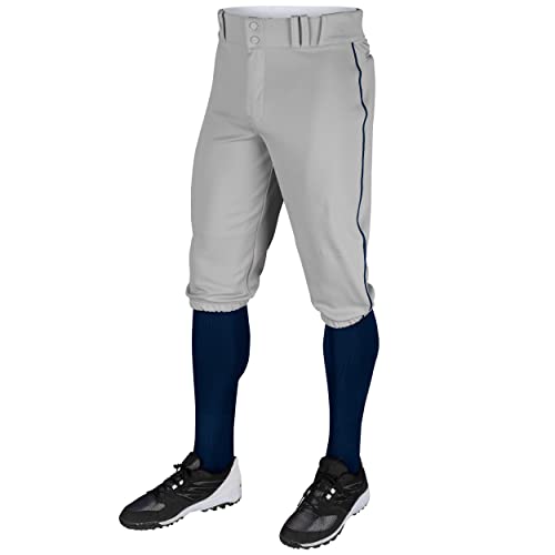 CHAMPRO Boy's Triple Crown Baseball Pant Knickers with Braid - color: Grey, Navy Pipe, size: X-Small