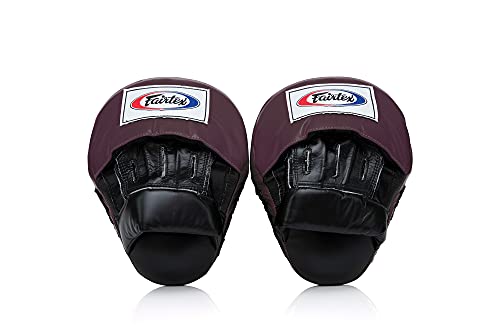 Fairtex FMV9 Contoured Focus Mitts |Striking Accuracy & Protection for Boxing, Muay Thai, Kickboxing |Ergonomic Design, Soft Padding, Secure Fit Leather - color: Black/Maroon
