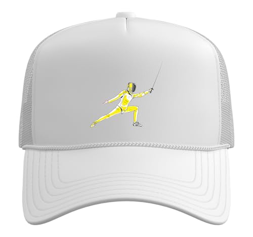 Funny Fencing Costume for Men Women Adult Kid Fencer Fencing Trucker Hat with Adjustable Mesh Back - color: White