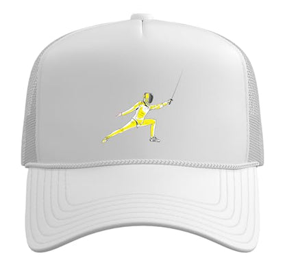 Funny Fencing Costume for Men Women Adult Kid Fencer Fencing Trucker Hat with Adjustable Mesh Back - color: White
