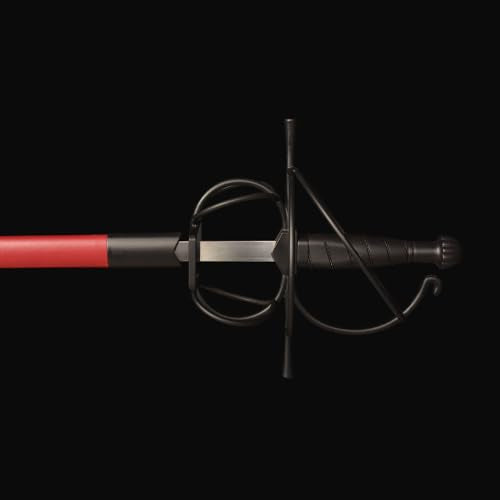 43.5" Unsharpened Renaissance Rapier Sword, Swept Hilt Stainless Steel Fencing Sword with Black Scabbard for LARP, Cosplay, Collection & Costume Display - style: Style 4
