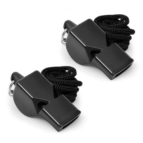 Fya Ultra-Loud 120dB Sound Whistle – Black Pealess Coach Referee Whistle with Lanyard, Eco-Friendly ABS, Ideal for Sports Training, Lifesaving & Emergencies (2 Pack)