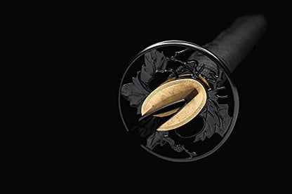 Traditional Heat/Clay Tempered Hand Forged Katana Sword | Real 1060/1095 T10 High Carbon Steel Sharp Full Tang Katanas | Practical Authentic Japanese Samurai Swords - color: Iron Leaves