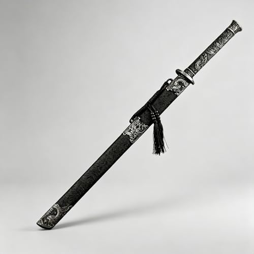 Japanese Katana, Hand Forged Full Tang Sword Unsharpened with Dragon Carving for Iaido Kendo, Collection & Gift for Adults