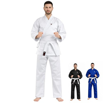 Mytra Fusion Adult Karate Gi Uniform with Belt – Martial Arts Training Outfit for Men and Women – Student Karate Outfit - size: 6/190