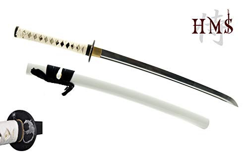 Hand Forged 1045 Warrior General Wakizashi, White Saya Full Tang Sword