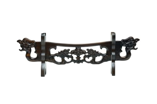 Handicraftviet Decorative Wooden Sword Display Stand, Dragon Head Design, Asian Style Carved Tea Light Holder (1 slot)