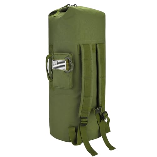MOZETO Military Duffle Bag, 110L Extra Large Sea Bag with Backpack Straps Heavy Duty Army Duffle Bag for Camp, College Dorm or Laundry Bag