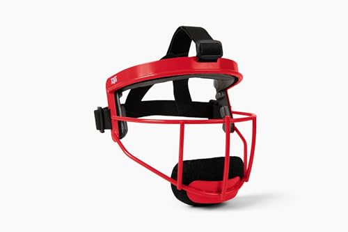 Defender Fielder’s Wire Mask - High-Impact Steel Infielder Face Guard for Softball & Baseball - Adult & Youth Sizes - Lightweight, Maximum Visibility & Secure Fit - color: Scarlet, size: Youth