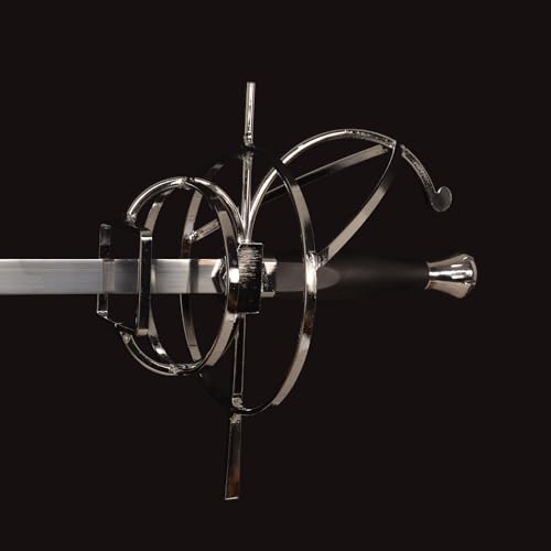 43.5" Unsharpened Renaissance Rapier Sword, Swept Hilt Stainless Steel Fencing Sword with Black Scabbard for LARP, Cosplay, Collection & Costume Display - style: Style 2