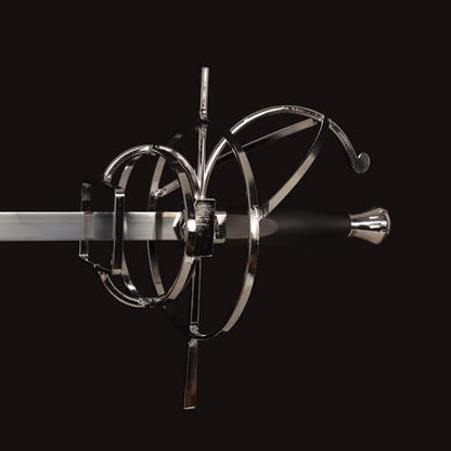 43.5" Unsharpened Renaissance Rapier Sword, Swept Hilt Stainless Steel Fencing Sword with Black Scabbard for LARP, Cosplay, Collection & Costume Display - style: Style 2