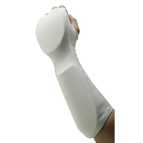 Cloth Combination Hand Fist/Forearm Guards Taekwondo, Martial Arts, MMA Forearm Protective Gear Protector for Sparring (Child Small to X-Large, Black or White) - color: White, size: Medium
