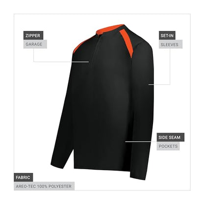Holloway boys Holloway Boy's Clubhouse Pullover Cage Jacket - color: Black/Orange, size: Small