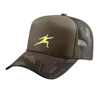 Funny Fencing Costume for Men Women Adult Kid Fencer Fencing Trucker Hat with Adjustable Mesh Back - color: Camo Green