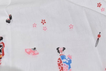 Japanese Gauze Tenugui Towel – 100% Cotton Made in Japan – Quick Dry, Soft & Lightweight Kitchen Tea Towel, Face & Hand Towel for Travel, Gym and Daily Use (1, Maiko Pattern White, Medium) - color: Maiko Pattern White