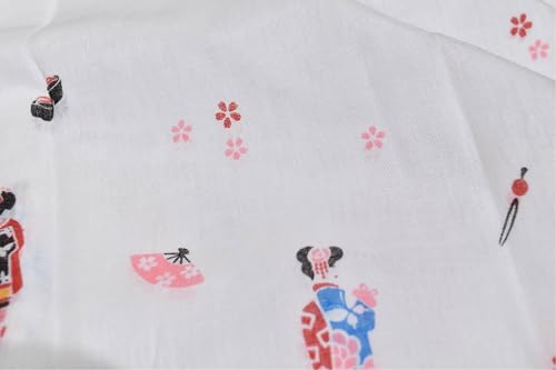 Japanese Gauze Tenugui Towel – 100% Cotton Made in Japan – Quick Dry, Soft & Lightweight Kitchen Tea Towel, Face & Hand Towel for Travel, Gym and Daily Use (1, Maiko Pattern White, Medium) - color: Maiko Pattern White