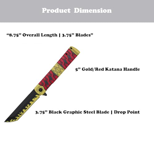 LALAPORT Anime Inspired Pocket Knife Collection | Katana Style Folding Knives | Cosplay, Display, EDC (Sandai Kitetsu) - color: Sandai Kitetsu